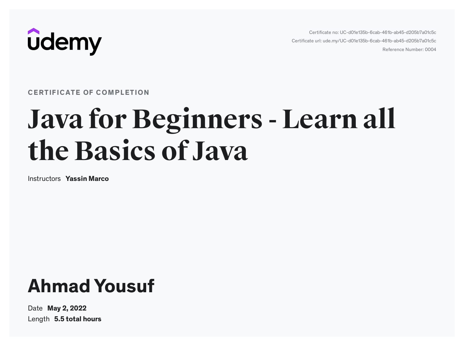 Java (Basic) certificate