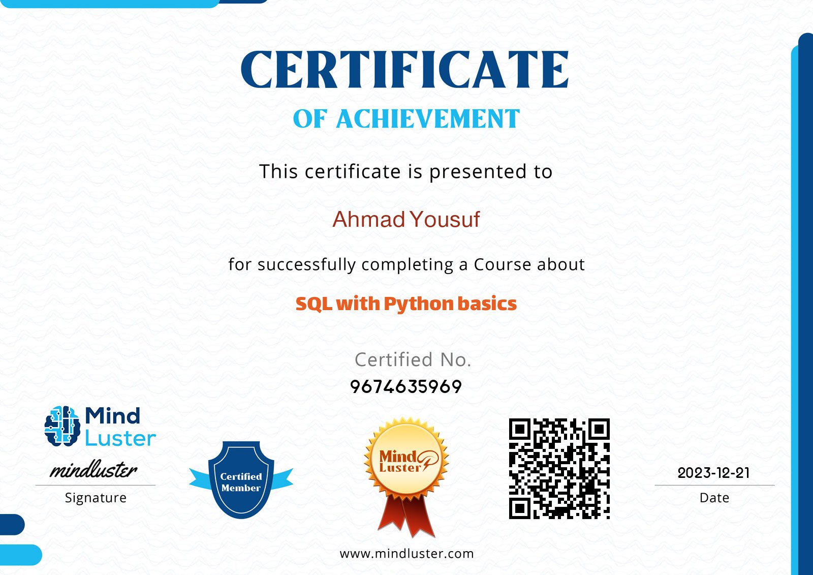 SQL (Advanced) certificate