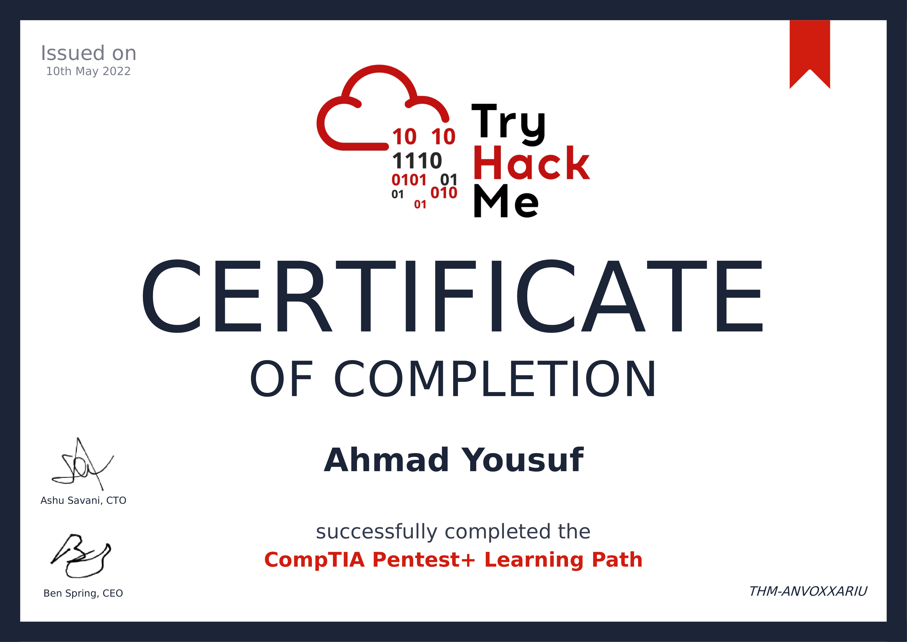 CompTIA Pentest+ Path certificate