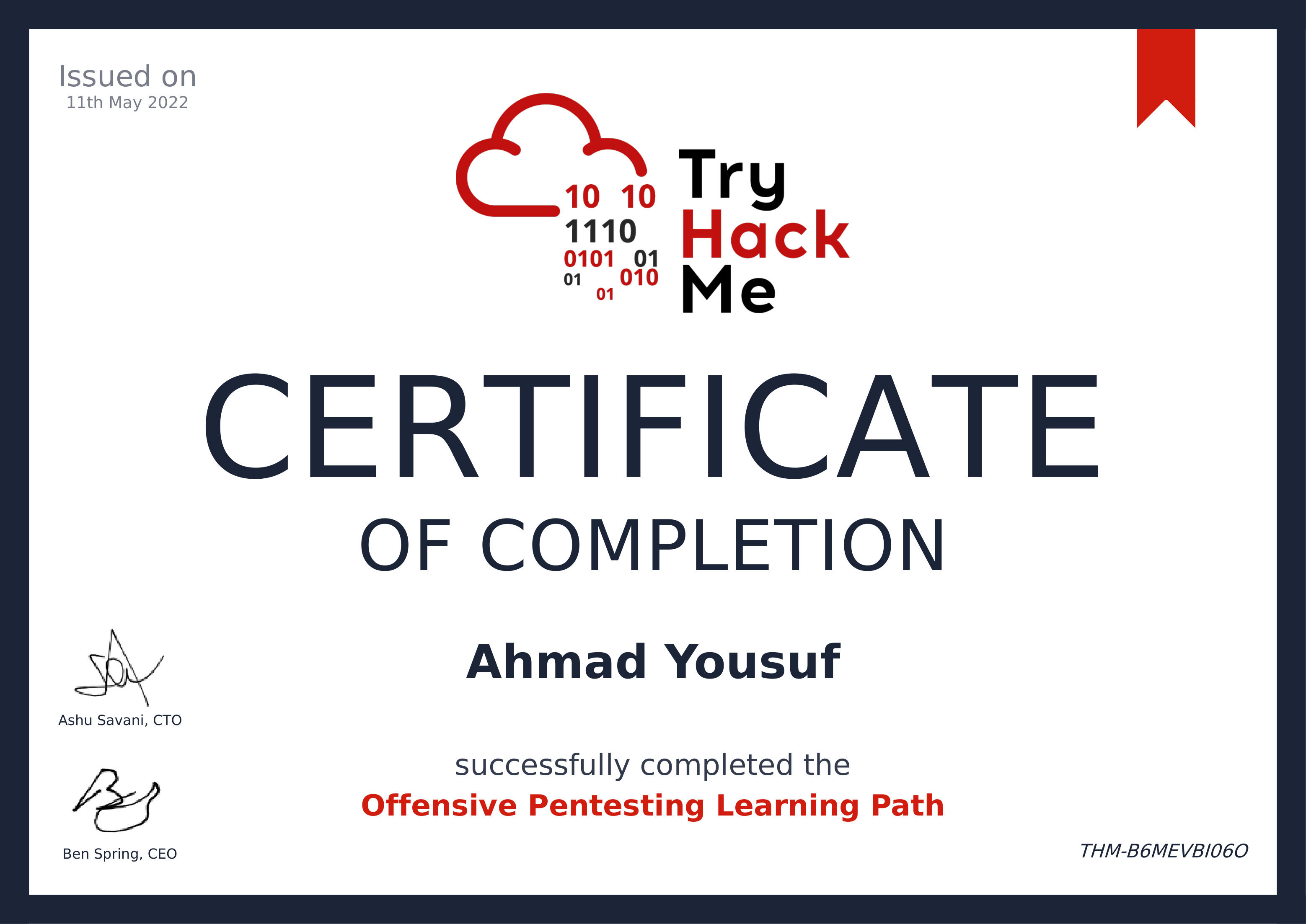 Offensive Pentesting Path certificate